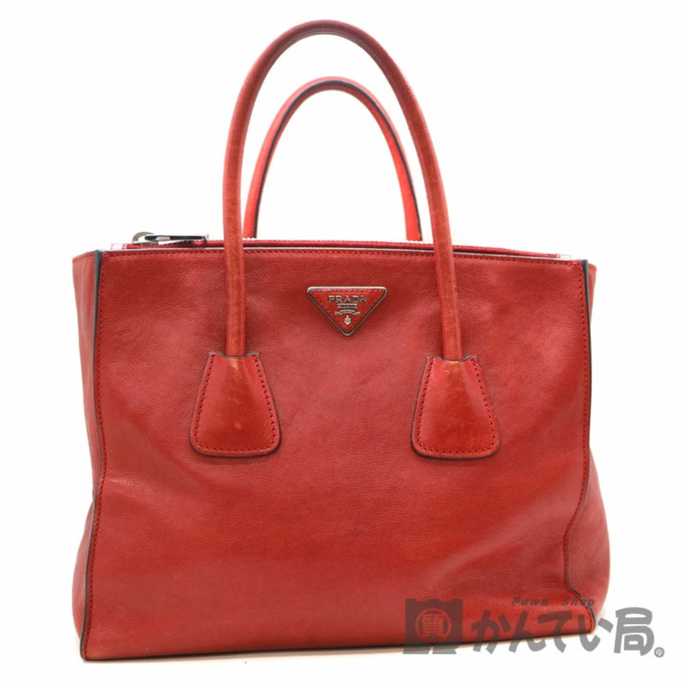 PRADA Handbag Tote Bag Red Leather